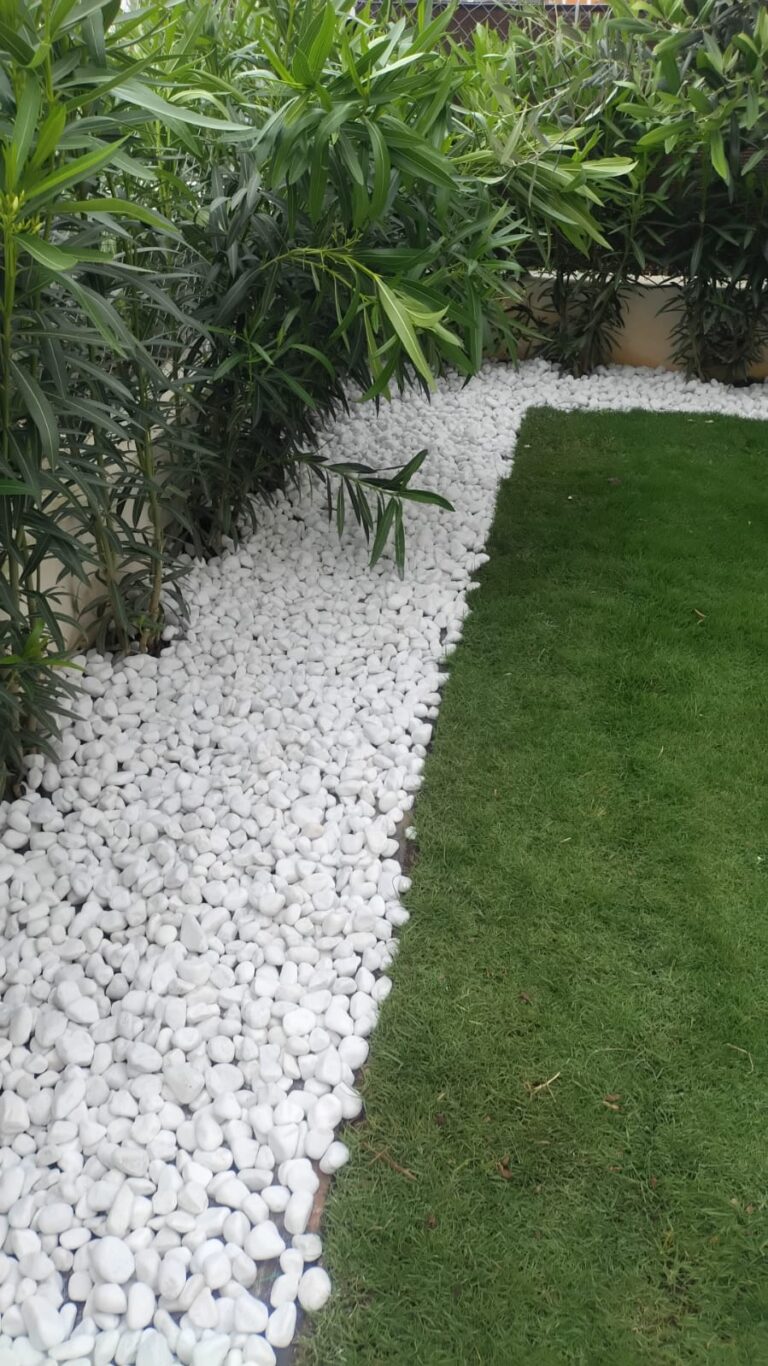 Reformas jardin y piedras blancas